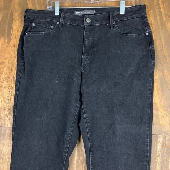 Levis 505 Womens Jeans Black Denim High Rise Straight Leg Stretch 14 - Picture 2 of 11